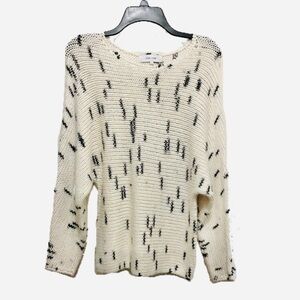 John + Jenn Black Sprinkles Dolman Knit Sweater (White)